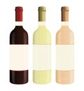 Red, white and rosÃÂ© wine isolated bottles. illustration. Royalty Free Stock Photo