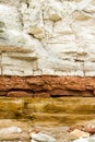 Red and white sandstone and chalk cliffs at Hunstanton,Norfolk,England