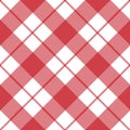 Red white seamless gingham pattern. Checkered fabric, plaid, tablecloth, napkin, textile. Tartan print, checked pattern Royalty Free Stock Photo