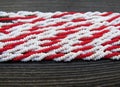 Red and white seed beads close up Royalty Free Stock Photo