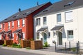 Red and white serial houses