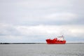 Red and white ship sailing in the sea Royalty Free Stock Photo