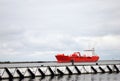 Red and white ship sailing in the sea Royalty Free Stock Photo