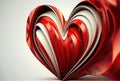 Red white silk heart, valentines day holiday background. Generative AI Royalty Free Stock Photo
