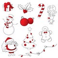 Red and White Sketchy Christmas Icons