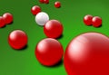 Red and white Snooker balls