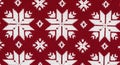 Red and White Snowflake Pattern Fabric Texture Close Up Royalty Free Stock Photo