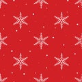 Red and white snowflakes seamless vector pattern