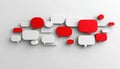 Red And White Speech Bubbles Buttons Featuring Gray Shadow On A White Background Royalty Free Stock Photo