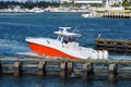 Red and white Sport Fishing Boat Royalty Free Stock Photo