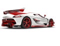 Red and white sports race super car - back view Royalty Free Stock Photo