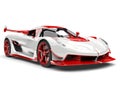 Red and white sports race super car - closeup shot Royalty Free Stock Photo