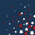 Many white and red stars in blue background