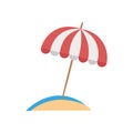 Red and white striped beach umbrella vector illustration Royalty Free Stock Photo