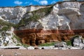 Red and white striped cliffs at Hunstanton, Norfolk, caused by layers of different coloured rock