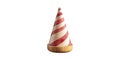 Red and white striped damaged traffic cone isolated on transparent background Royalty Free Stock Photo