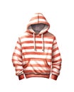 Red and white striped hoodie isolated on white background.