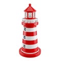 A red and white striped lighthouse model on transparent background Royalty Free Stock Photo