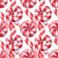 Red and White Striped Peppermint Candy Seamless Pattern Royalty Free Stock Photo