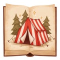 Red And White Striped Tent In A Book Illustration Royalty Free Stock Photo