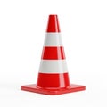 Red and White Striped Traffic Cone on a White Background safety cone construction cone Royalty Free Stock Photo