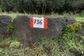 Red And White Stripes Trail Mark On Volcanic Rock In Etna Park, Sicily Royalty Free Stock Photo