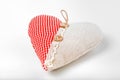 Red and white stuffed fabric heart