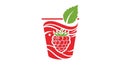 Red and white stylized graphic of a beverage container featuring a raspberry Royalty Free Stock Photo