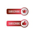 Red and white Subscribe Button in Flat Style Vector Illustration, Stylish Metallic subscribe button with red and white color Royalty Free Stock Photo