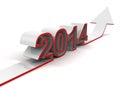 Red and white success 3D arrow with new year 2014 pointing up Royalty Free Stock Photo