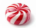 Red and White Swirl Peppermint Candy on White Background with Shadow Royalty Free Stock Photo
