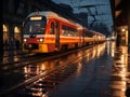 a red and white train