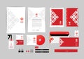 Red and white with triangle corporate identity template for your business G Royalty Free Stock Photo