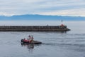 Red and White Tugboat at Victoria Seawalll