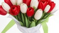 A red and white tulips bouquet. Beautiful Flowers.