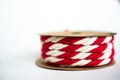 Red/White Twine Ribbon on white background