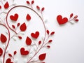 Red and white valentines flourishes on white background