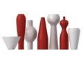 Red and white vases