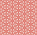 Red and white vector abstract geometric seamless pattern with flowers, grid Royalty Free Stock Photo