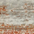 Red White Vintage Brick Painted Wall With Damaged Plaster Royalty Free Stock Photo