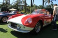 Red and white vintage ferrari front side detail