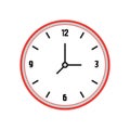 A red and white wall clock. Royalty Free Stock Photo