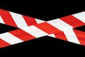 Red and white warning caution tape isolated on black background with clipping path. Red and white lines of barrier tape. Protects Royalty Free Stock Photo