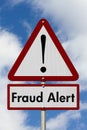 Red and White Warning Fraud Alert Highway Road Sign Royalty Free Stock Photo