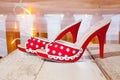 Red and White Wedding Shoes Royalty Free Stock Photo