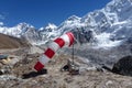 Red and white windsock in Gorak Shep, Everest Base Camp trek, Nepal