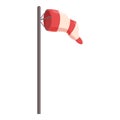 Red and white windsock flowing in the wind on metal pole Royalty Free Stock Photo