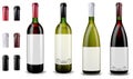 Red and white wine bottles. Caps or sleeves, closing the stopper. Royalty Free Stock Photo