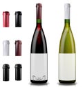 Red and white wine bottles. Caps or sleeves, closing the stopper. Royalty Free Stock Photo