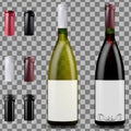 Red and white wine bottles. Caps or sleeves, closing the stopper Royalty Free Stock Photo